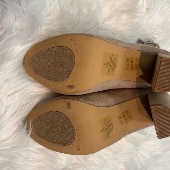 Express Women's Tan Faux Suede Block Heeled Ankle Sock Bootie Boho Boots size 8 - Picture 6 of 16